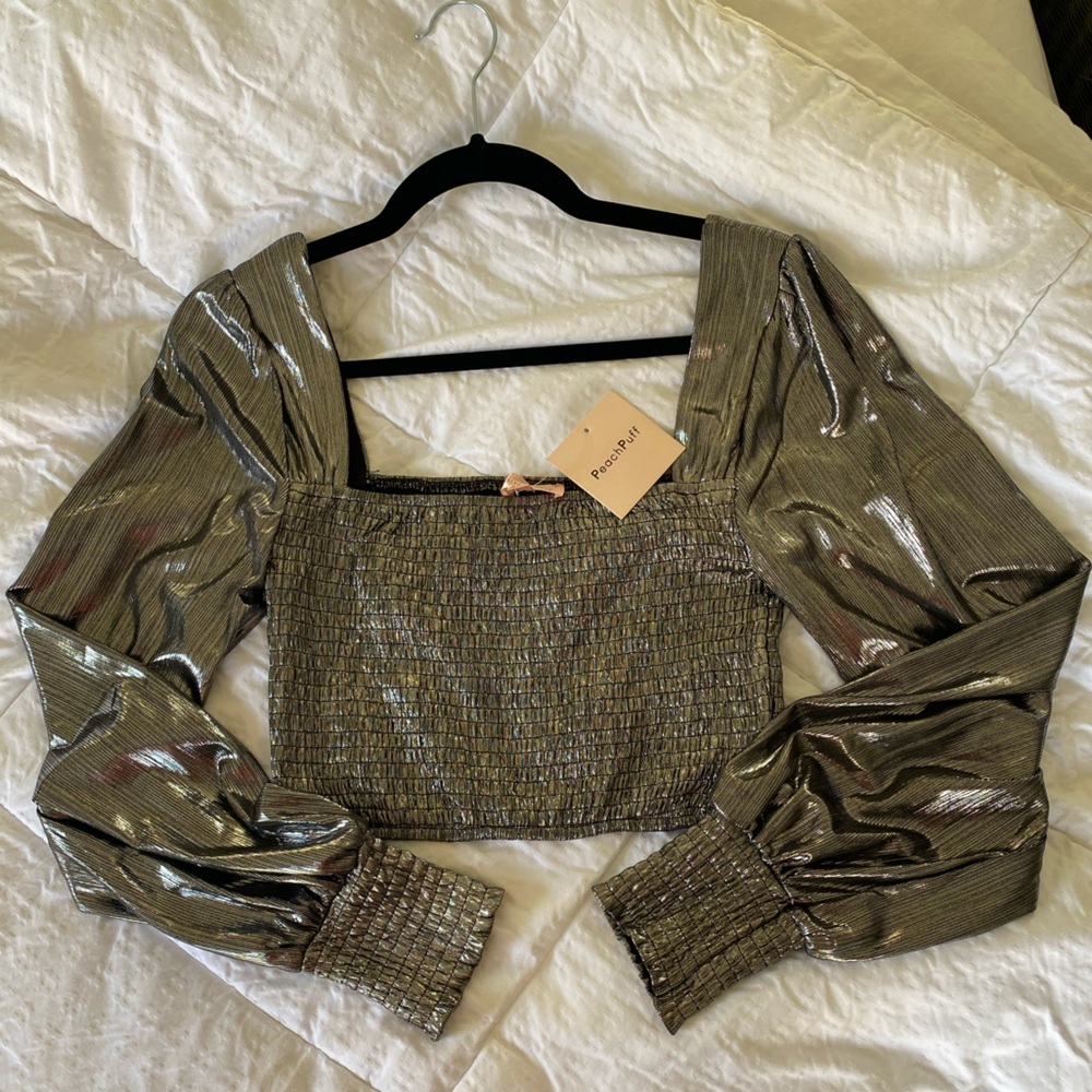 Silver cropped blouse